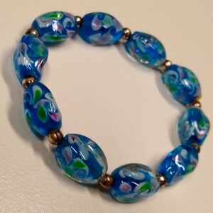 Gorgeous Venetian Glass Bracelet with Sterling Beads